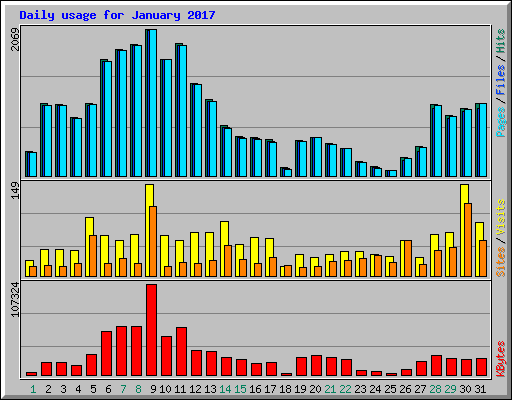 Daily usage for January 2017