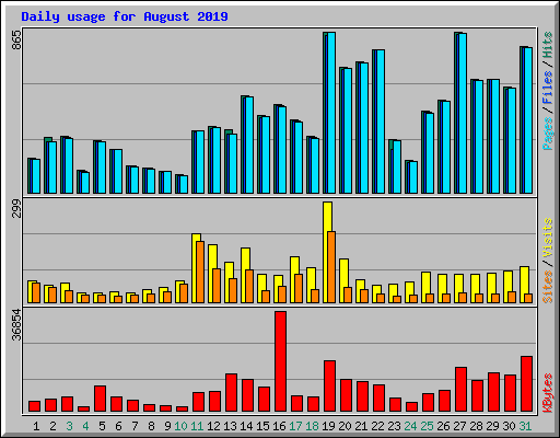 Daily usage for August 2019