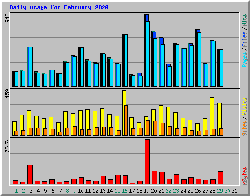 Daily usage for February 2020