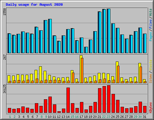 Daily usage for August 2020