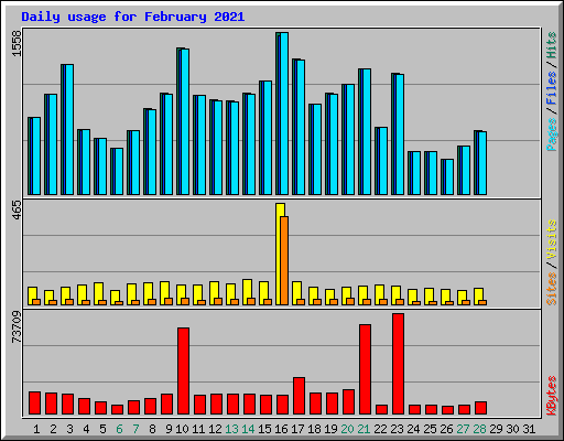 Daily usage for February 2021