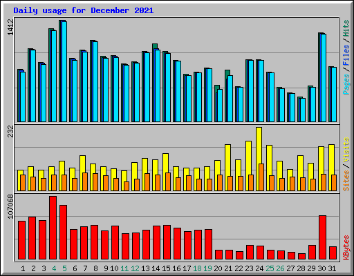 Daily usage for December 2021