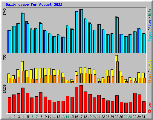 Daily usage for August 2022