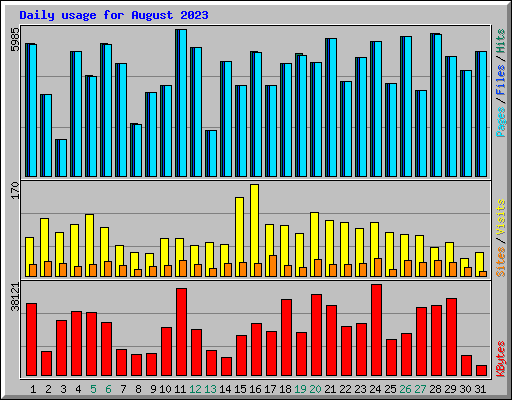 Daily usage for August 2023