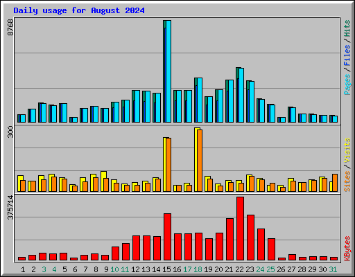 Daily usage for August 2024