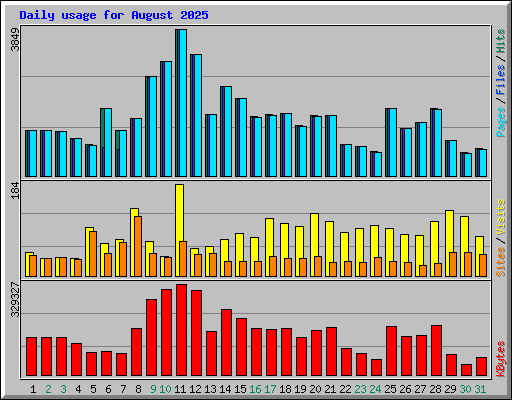 Daily usage for August 2025