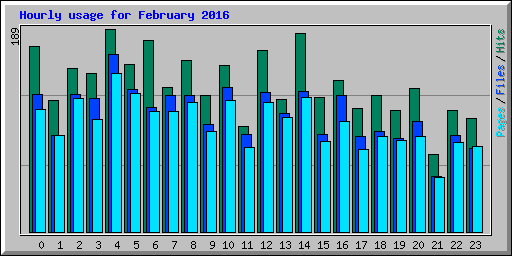 Hourly usage for February 2016