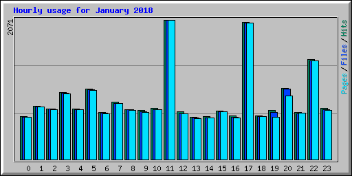 Hourly usage for January 2018