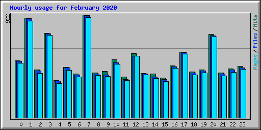 Hourly usage for February 2020